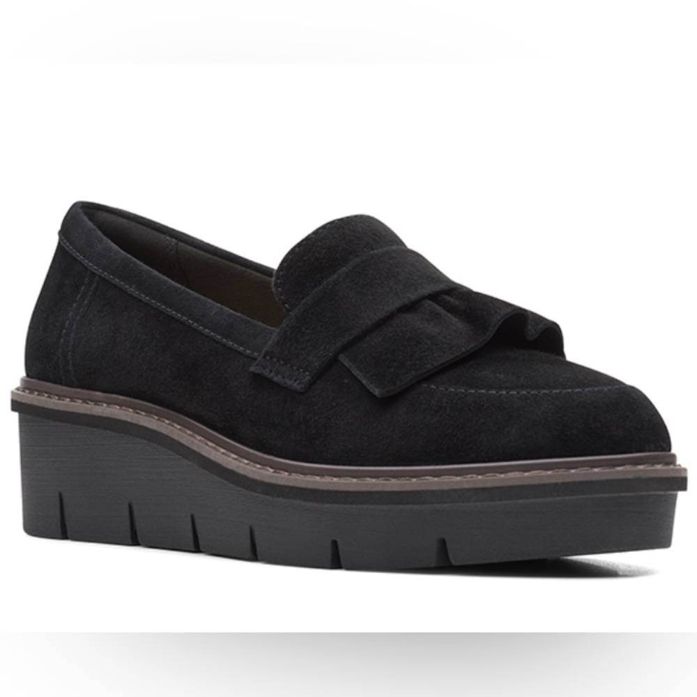 clarks collection academia vintage loafer platform heel walking shoes